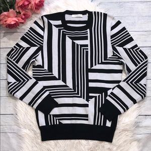 Sandro Paris Geometric Colorblock Pullover Sweater